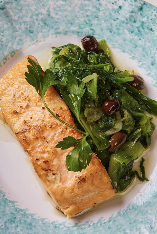 Trancio di salmone con scarole