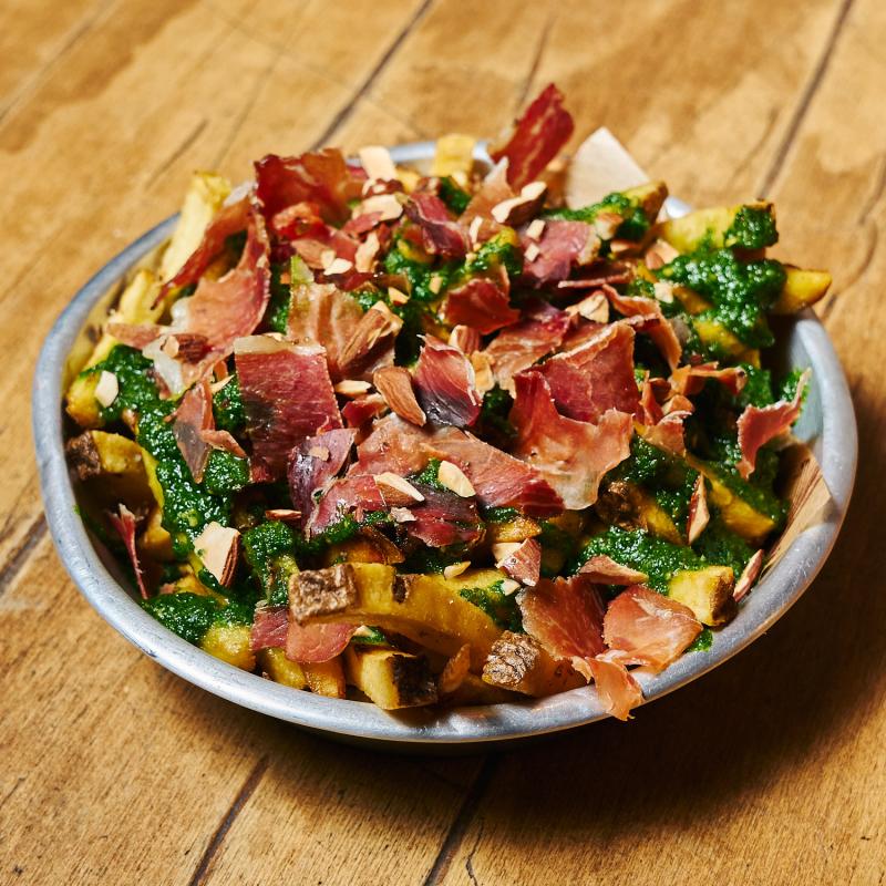 Pesto di Rucola, Speck essiccato e mandorle