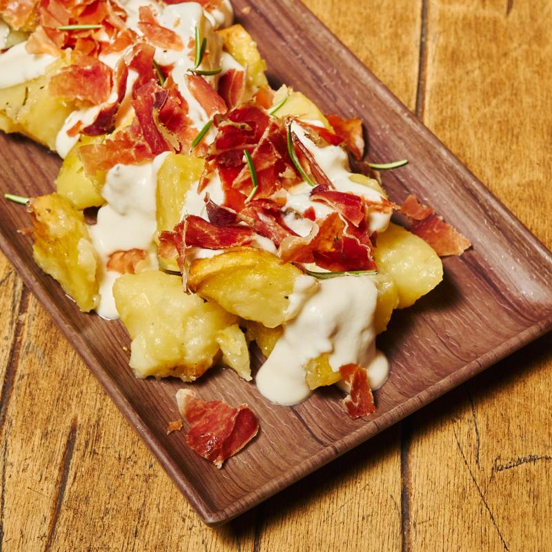 Fonduta di Parmigiano, speck essiccato e rosmarino